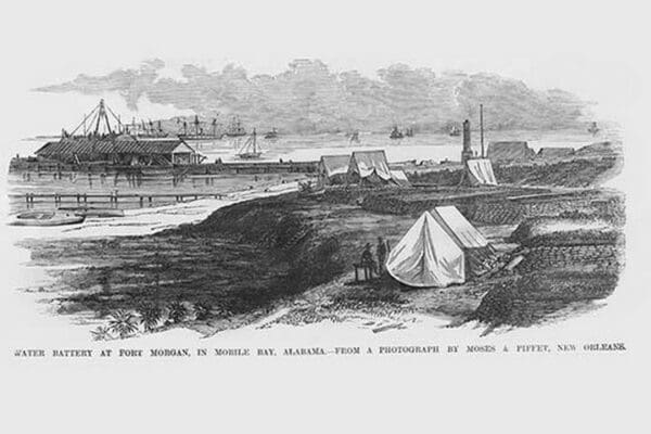 Water Battery at Fort Morgan in Mobile Bay by Frank Leslie - Art Print