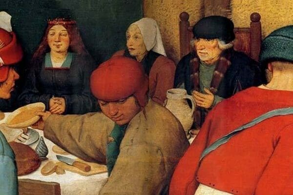 Wedding Banquet - Detail by Pieter the Elder Brueghel #6 - Art Print