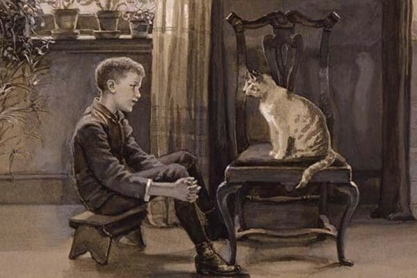 What George asked the cat by Alice Barber Stephens - Art Print