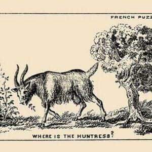 Where is the Huntress? by French Puzzle Card - Art Print