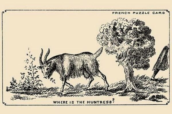 Where is the Huntress? by French Puzzle Card - Art Print