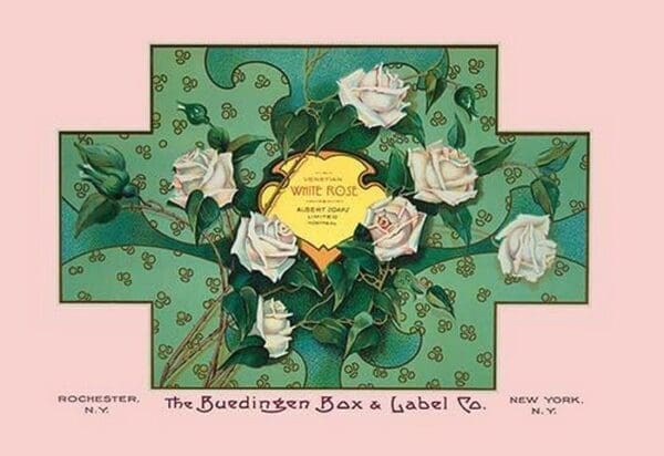 White Rose Soap by Buedingen Box & Label Co. - Art Print