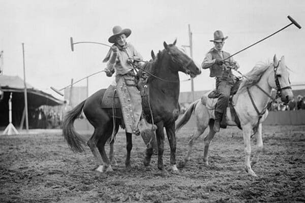 Wild West Polo Played by Cowboys on Horses at Coney Island - Art Print