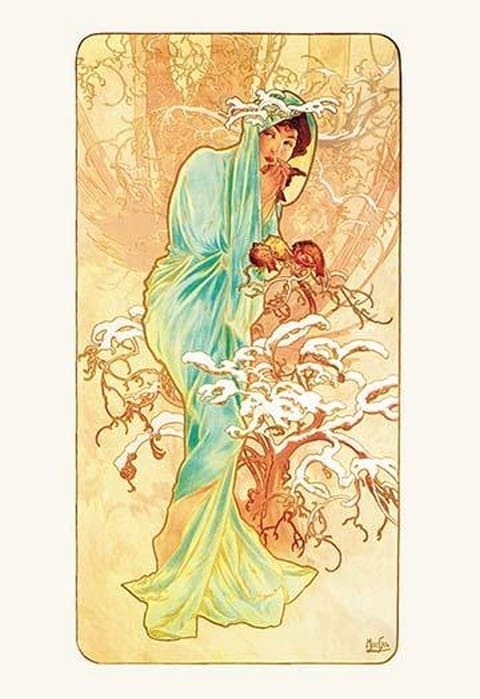 Winter by Alphonse Mucha - Art Print