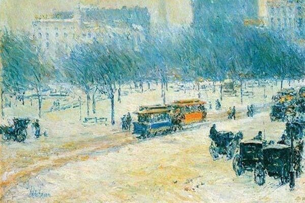 Winter in Union Square by Frederick Childe Hassam - Art Print