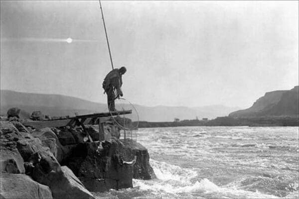 Wishham Fishing Platform by Edward S. Curtis - Art Print