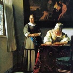 Woman With Messenger by Johannes Vermeer - Art Print