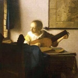 Woman With a Lute by Johannes Vermeer - Art Print