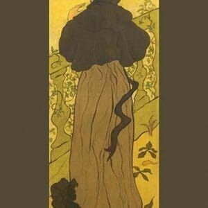 Woman standing Beside Railing with poodle by Paul Ranson - Art Print