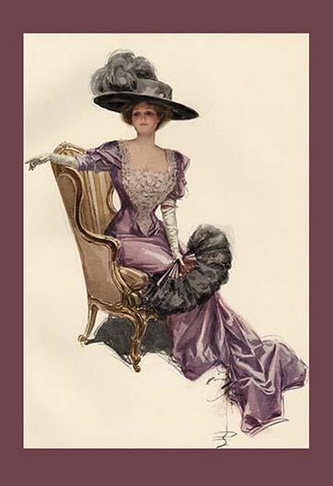 Woman with Ostrich Fan by Harrison Fisher - Art Print