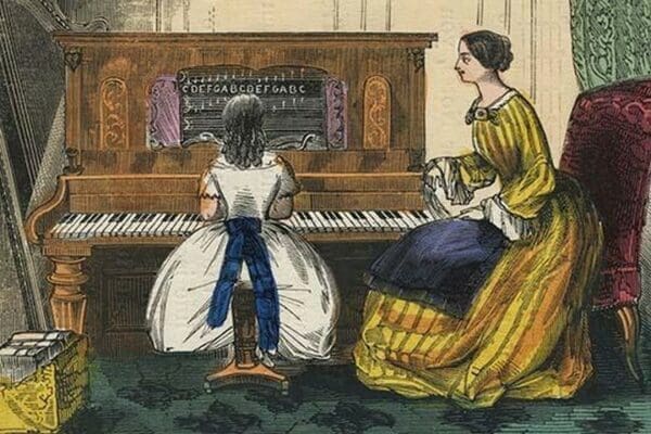 Young Girl Play a Piano by Charles Butler - Art Print