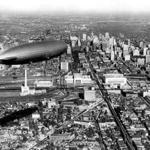 Zeppelin Above Philadelphia by FREE LIBRARY OF PHILADELPHIA - Art Print