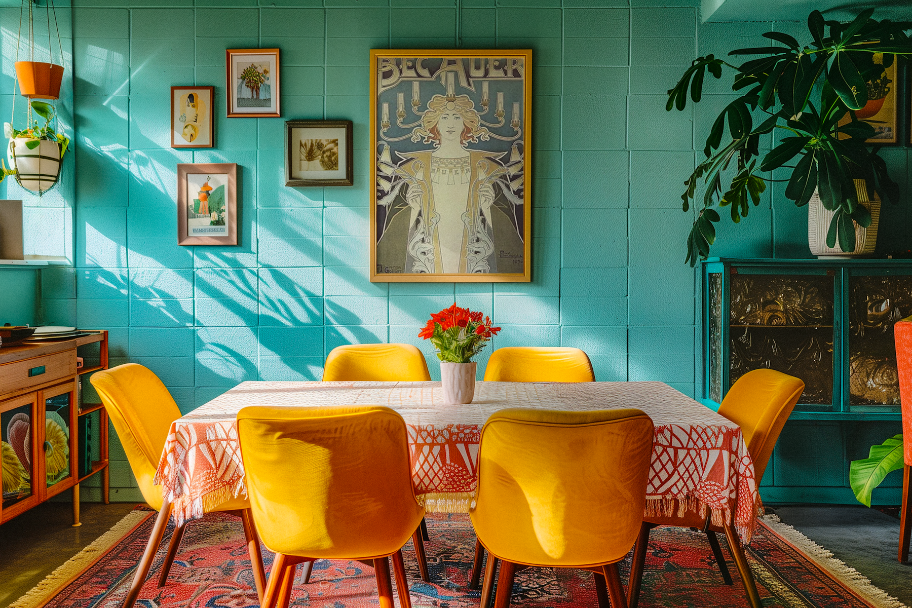 kitsch-inspired-mockup-of-an-ai-generated-art-print-placed-in-a-dining-room-wall-m39894